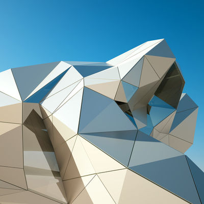 Laser Cut Aluminium Curtain Wall Solid Dibond Grid Corrugated Decoration