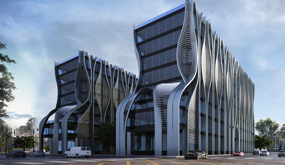 Curved Aluminum Frame Curtain Wall Facades Exterior Wall Panels Lightweight