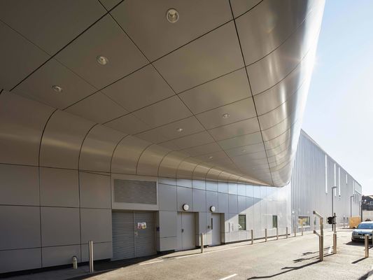 Dibond Solid Aluminium Curtain Wall Grid Corrugated Decoration