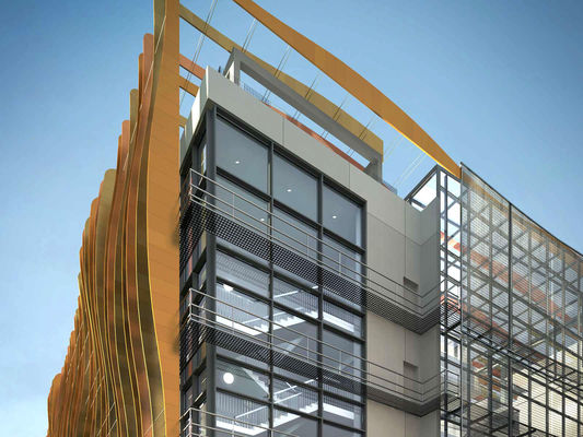 Dibond Solid Aluminium Curtain Wall Grid Corrugated Decoration