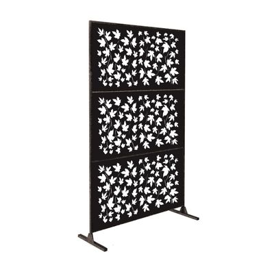Black Shelf Room Divider Screen Foldable Rectangle Carved Design