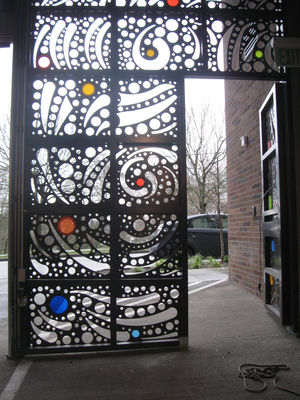 Modern Automatic Design Metal Fire Rated Raisded Door Main Material Laser Cutting Aluminium Brown Composite Gate Fence